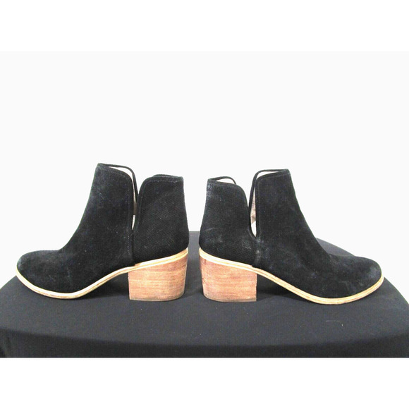 EUC! BP Black Suede Slip On Perforated Back Medium Heel Ankle Booties Women 9 M - Picture 6 of 9